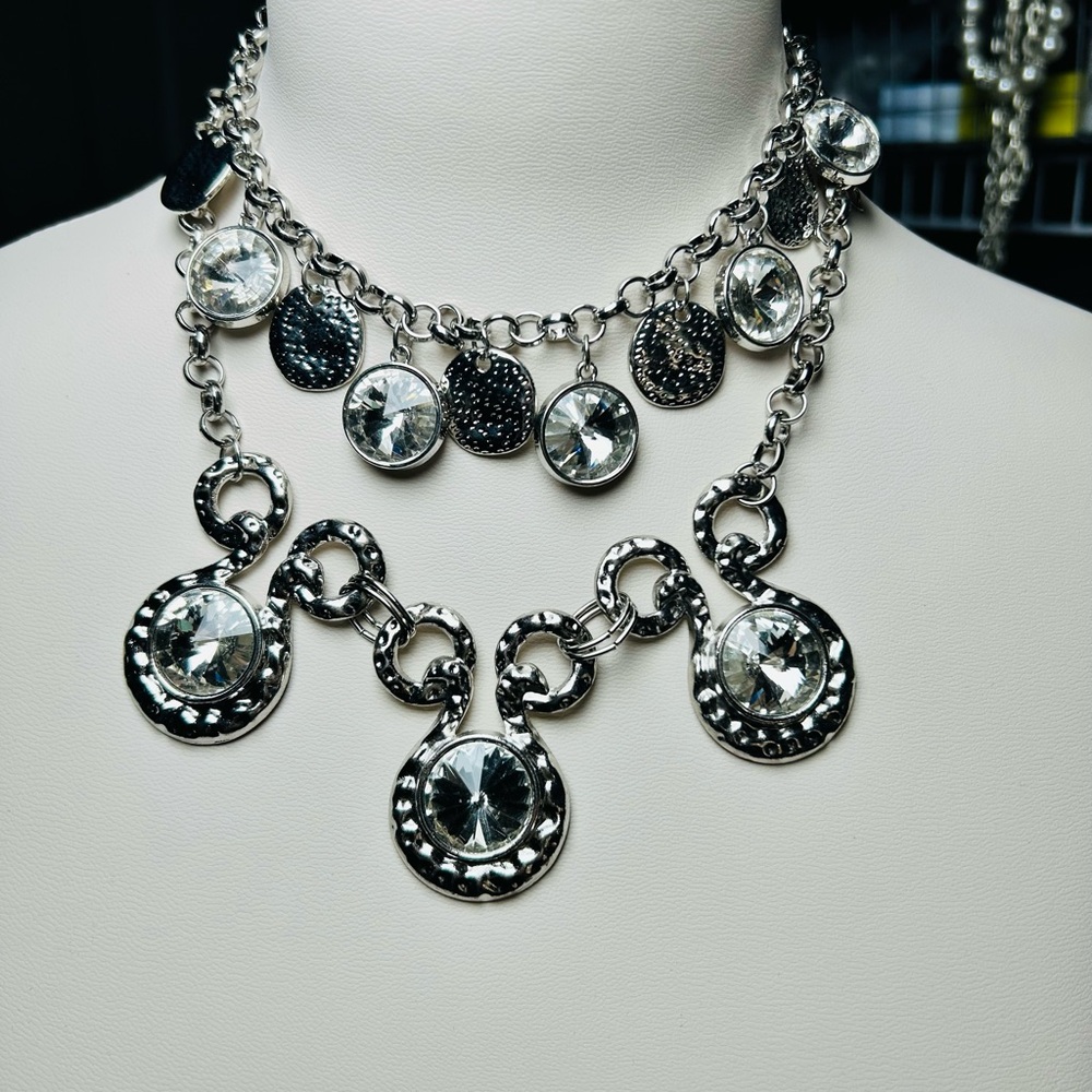 Statement Necklaces Rhinestone And Silver Tone Ne… - image 3